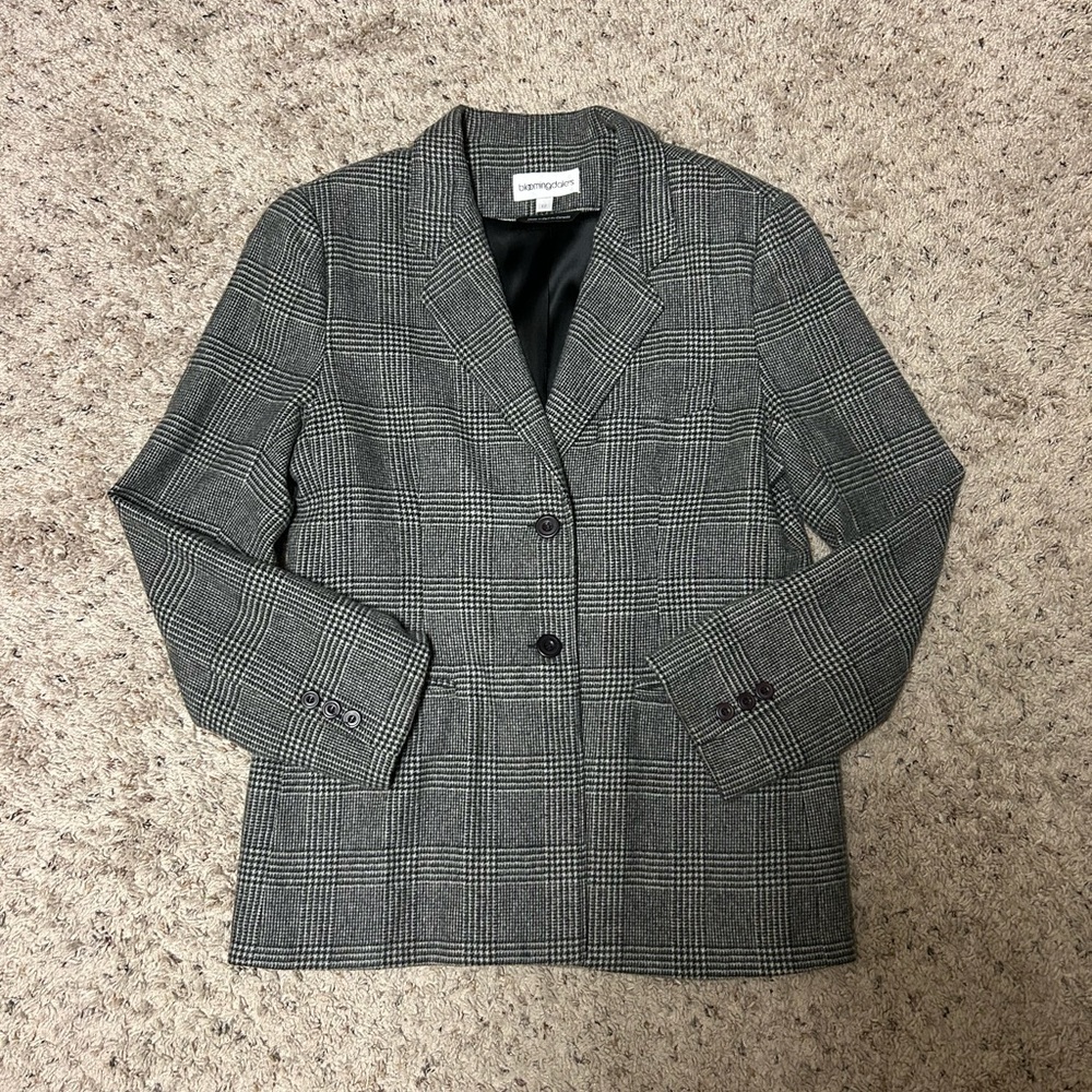 Bloomingdale's Gray Plaid Blazer